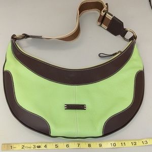 Puntotres Lime Green & Black Leather Crescent Bag
